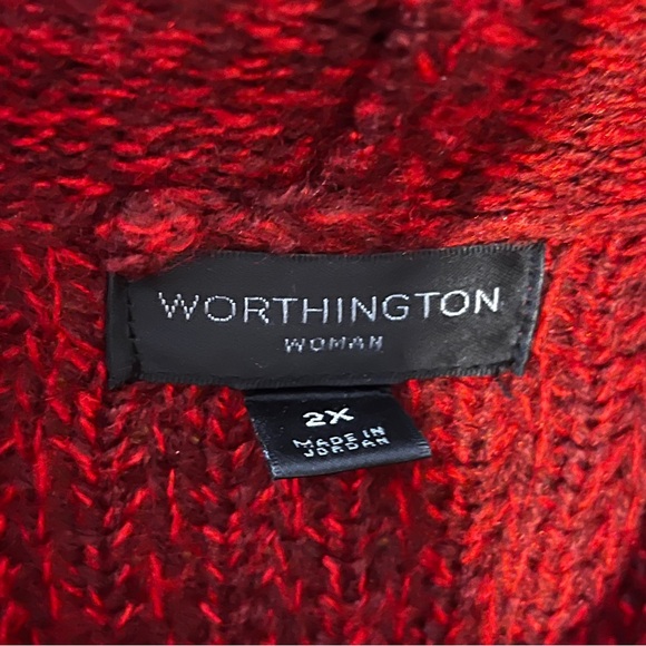 Worthington Plus Sized Red Cable Knit Cowl Neck Sweater 3X - Picture 7 of 8